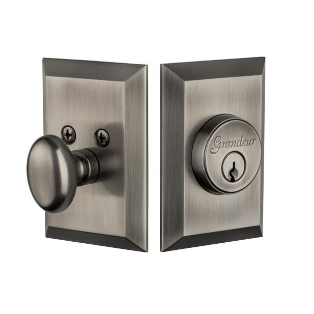 Grandeur by Nostalgic Warehouse FAV Single Cylinder Deadbolt Keyed Differently - Fifth Avenue in Antique Pewter